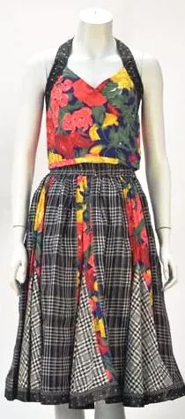 Ensemble floral à carreaux Koos van den Akker des années 1980
