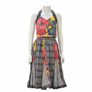 1980s Koos van den Akker Floral Plaid Ensemble