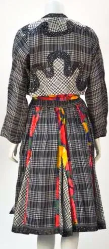 Ensemble floral à carreaux Koos van den Akker des années 1980