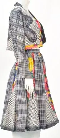Ensemble floral à carreaux Koos van den Akker des années 1980