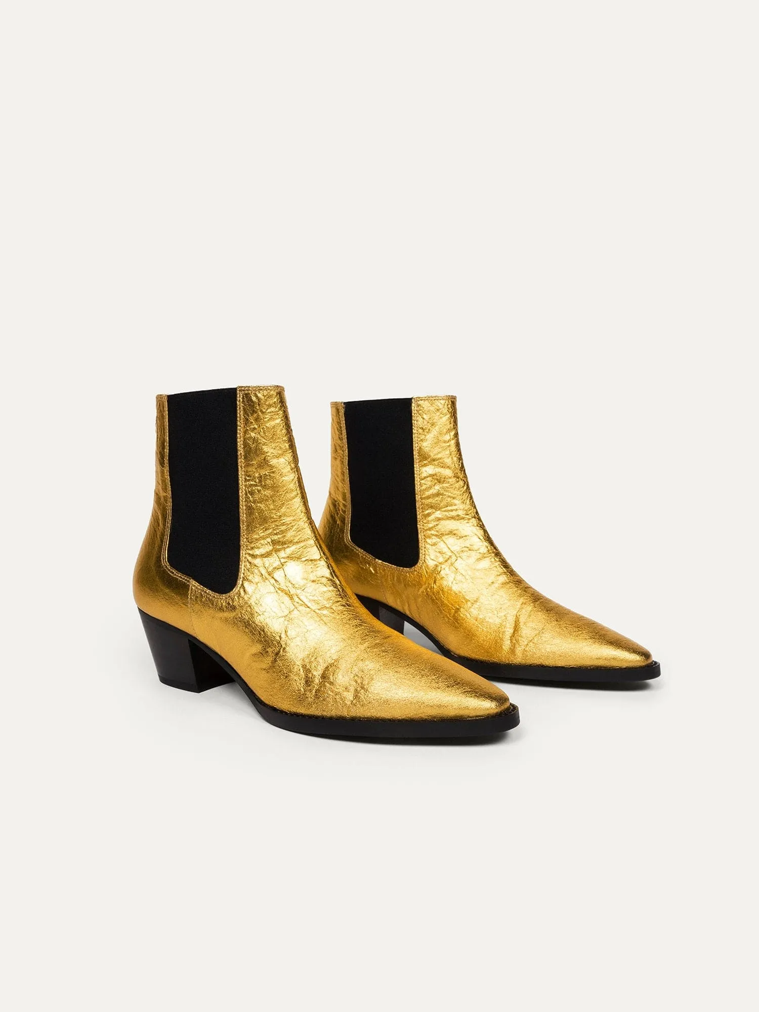 Vendredi 15h, c'est génial ! Bottines vegan en Piñatex | Or métallisé