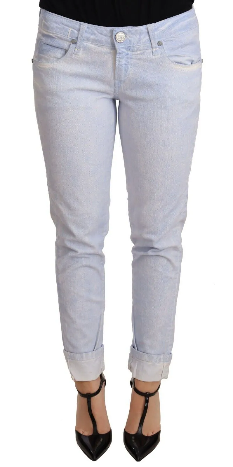 Acht  Pantalon Skinny Femme en Coton à Ourlet Plissé  Jeans pour Femmes