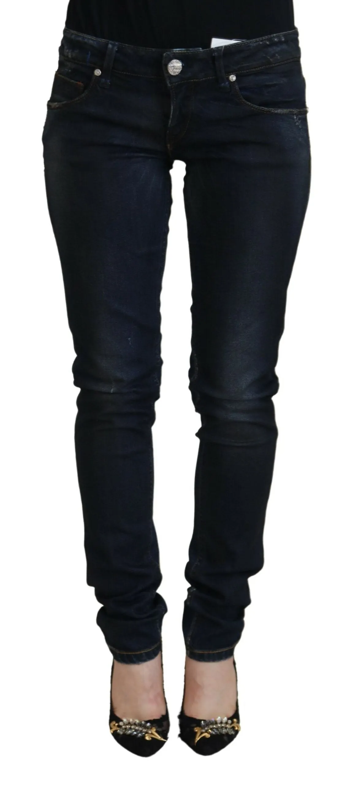 Acht  Jean Femme Slim Basse Taille Coton Décontracté