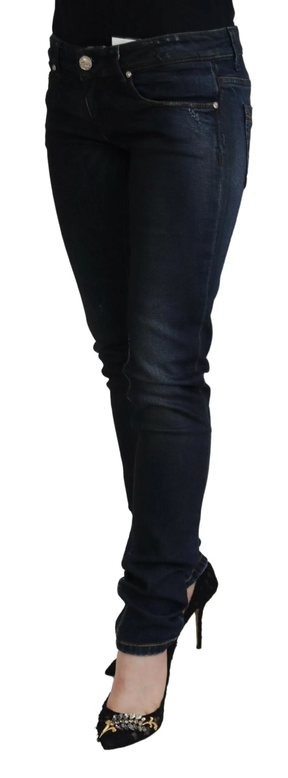 Acht  Jean Femme Slim Basse Taille Coton Décontracté