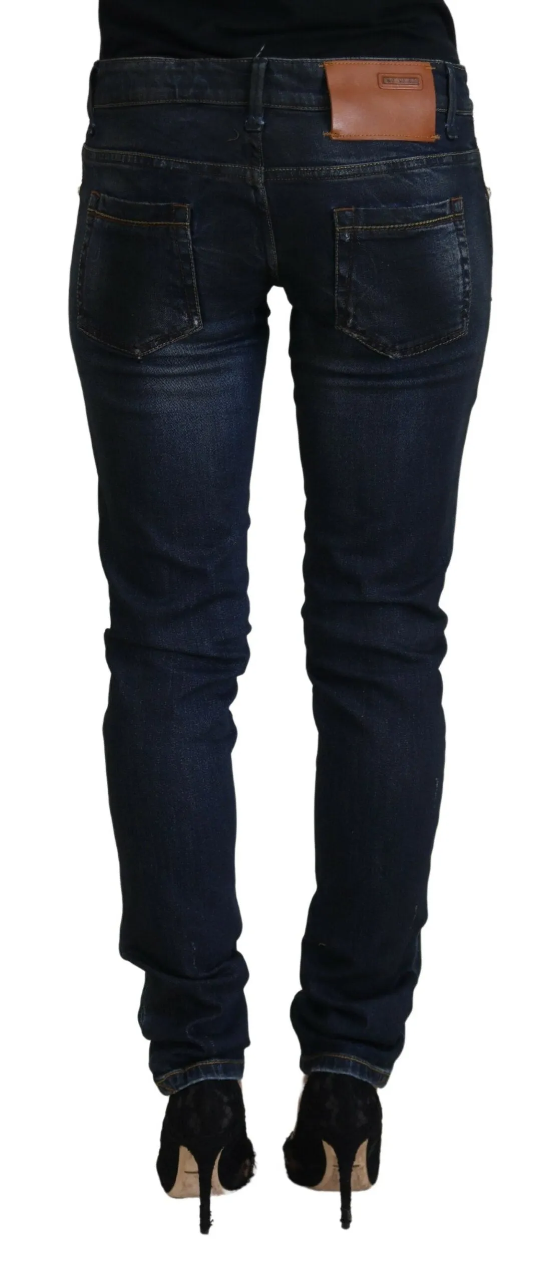 Acht  Jean Femme Slim Basse Taille Coton Décontracté