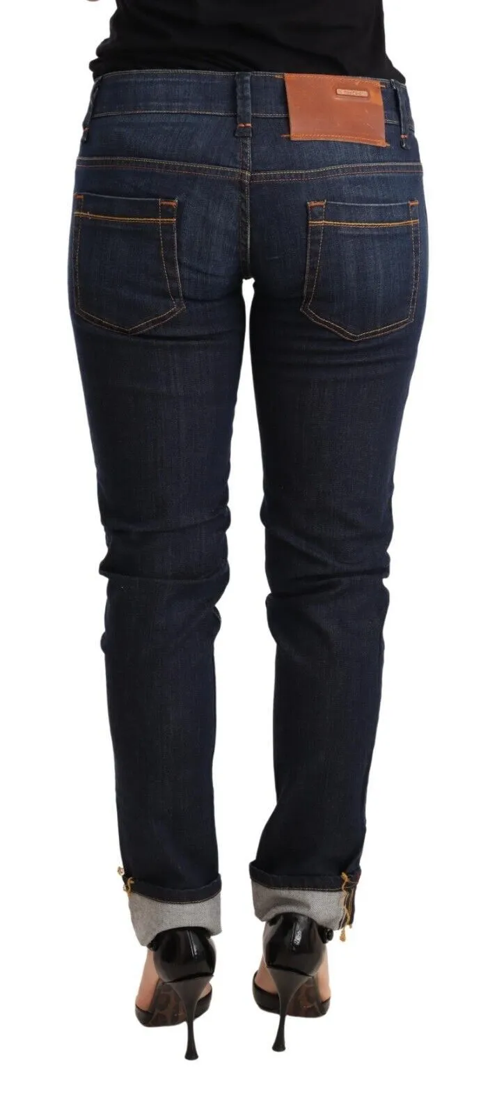Acht Jean Skinny Femme à Taille Basse en Coton Lavé