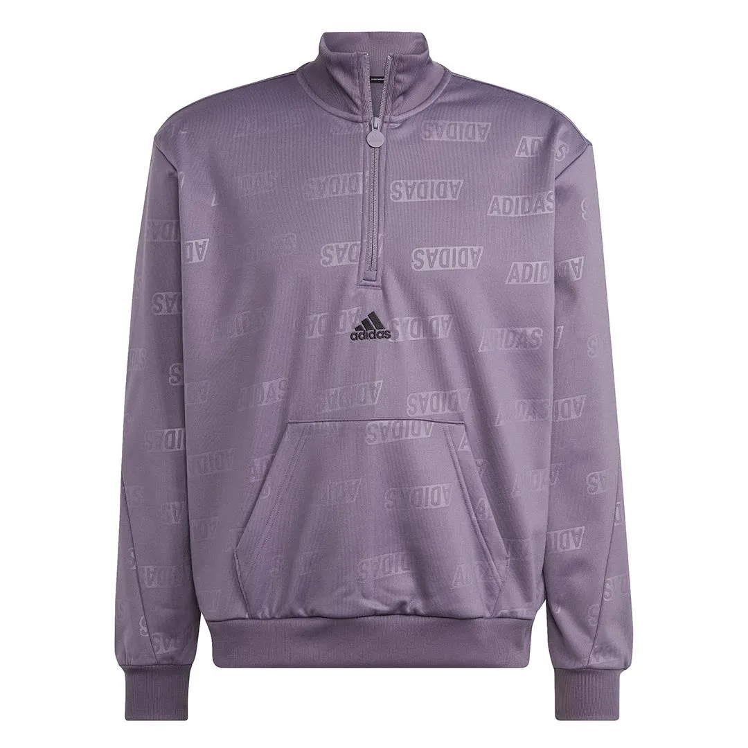 adidas - Sweat à capuche quart de zip pour homme avec motif en relief (IJ6441)
