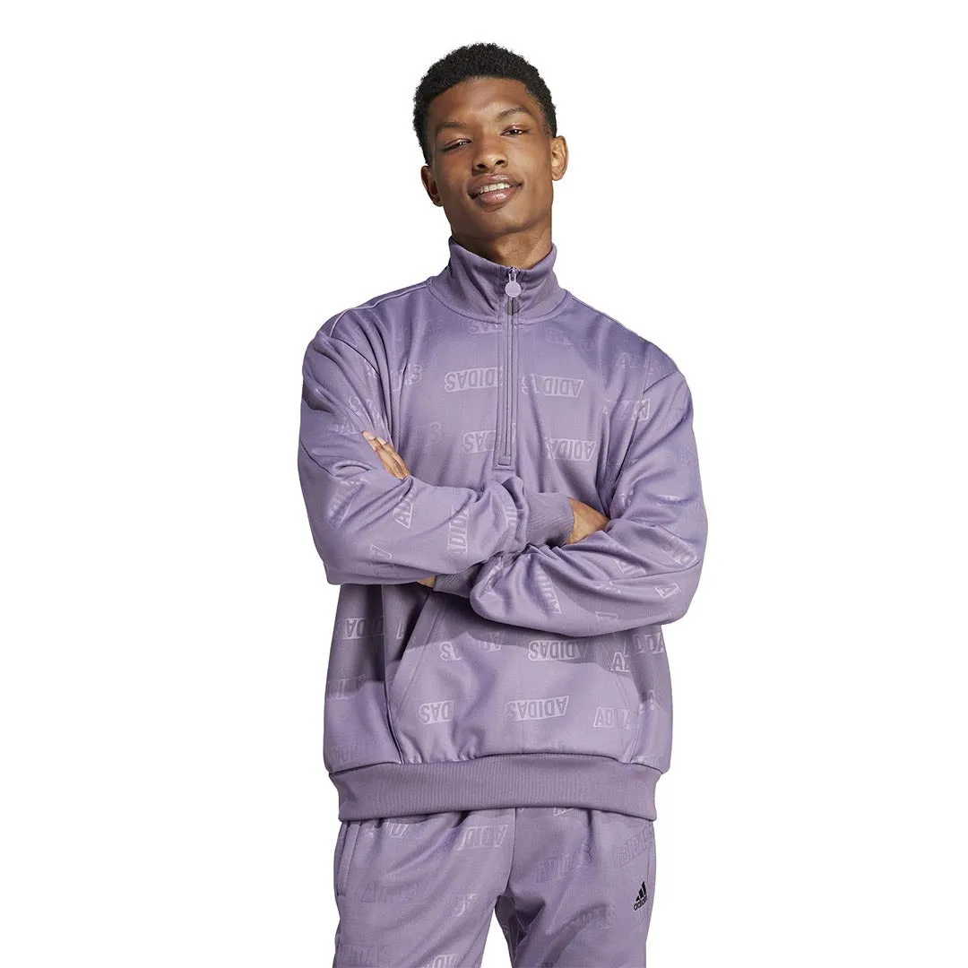 adidas - Sweat à capuche quart de zip pour homme avec motif en relief (IJ6441)