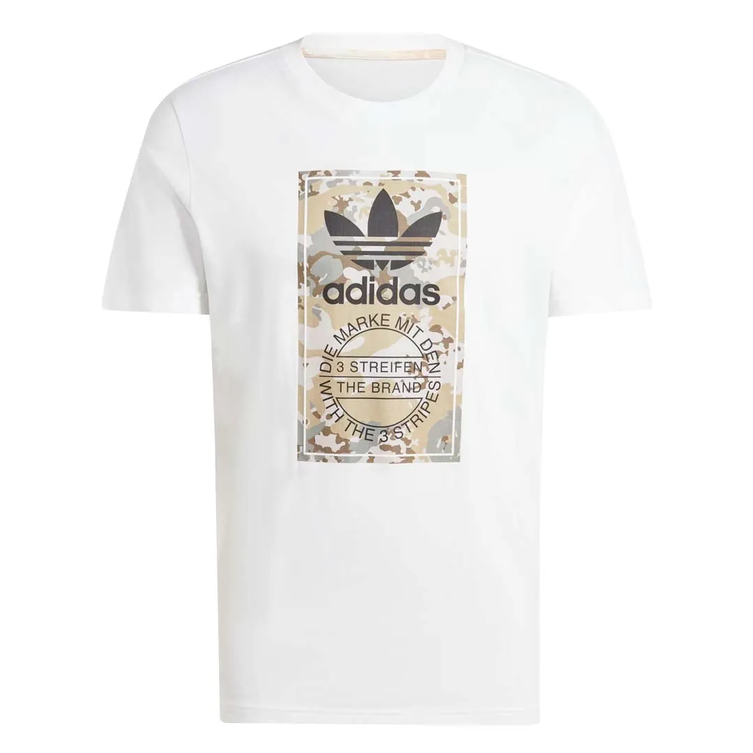 adidas - T-shirt pour homme avec étiquette graphique camouflage sur la langue (IL5119)