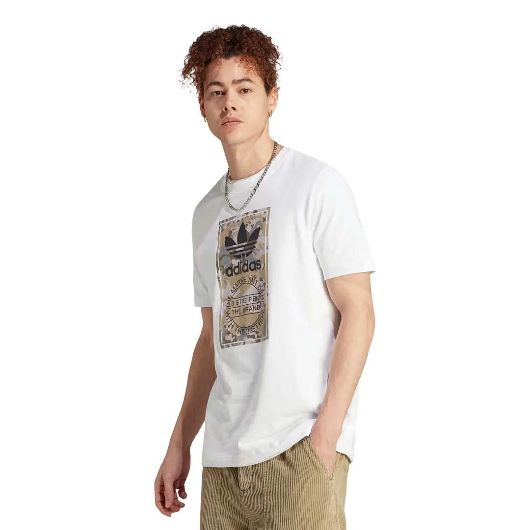 adidas - T-shirt pour homme avec étiquette graphique camouflage sur la langue (IL5119)