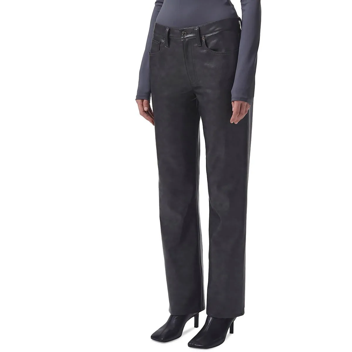 Agolde Femmes Sloane Jean droit à taille haute en cuir recyclé