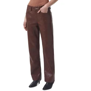 Agolde Womens Sloane Recycled Leather High Rise Straight Leg Jeans