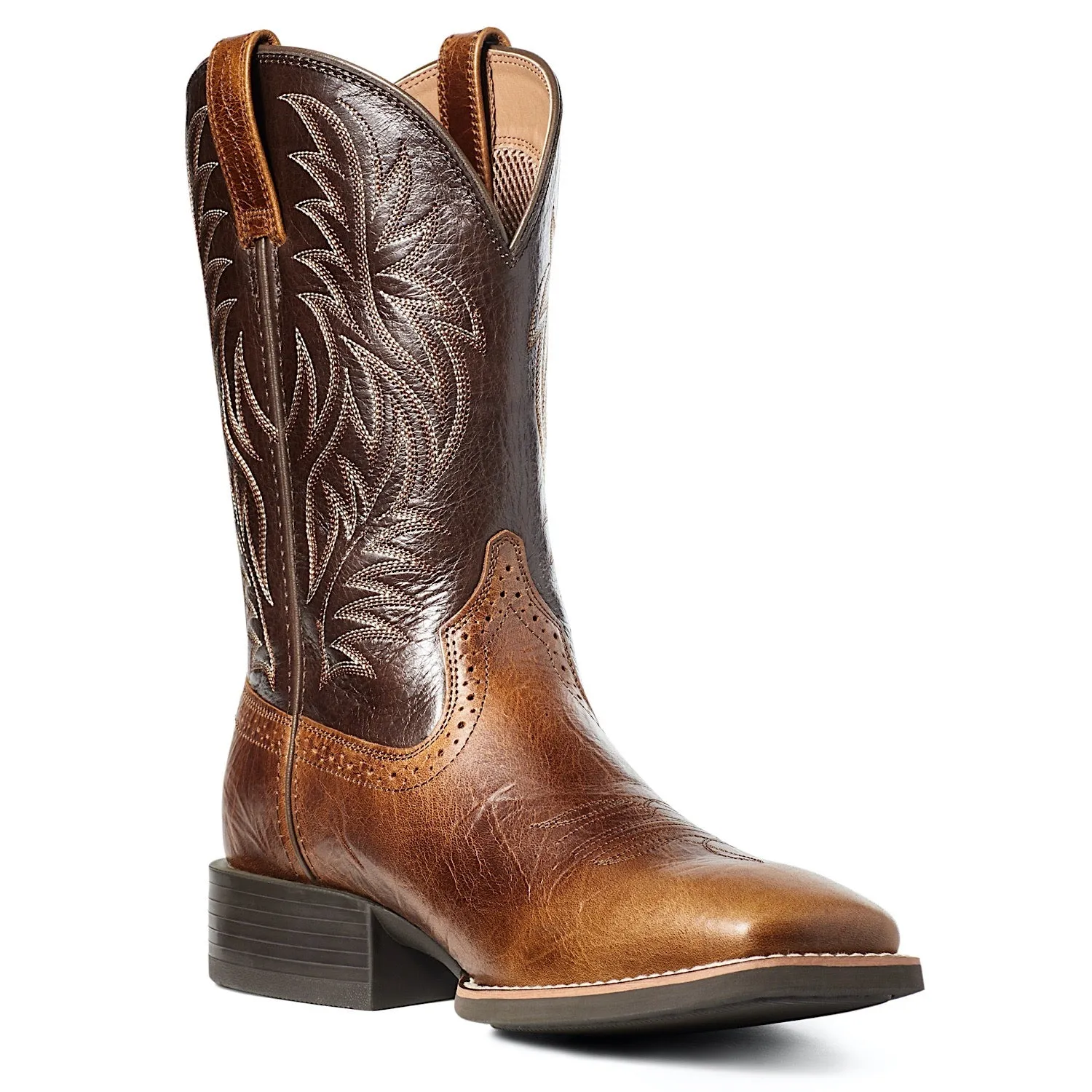 Bottes sport à bout large carré pour hommes Ariat - Beurre de cacahuète/Chaga Marron Chaussures Ariat