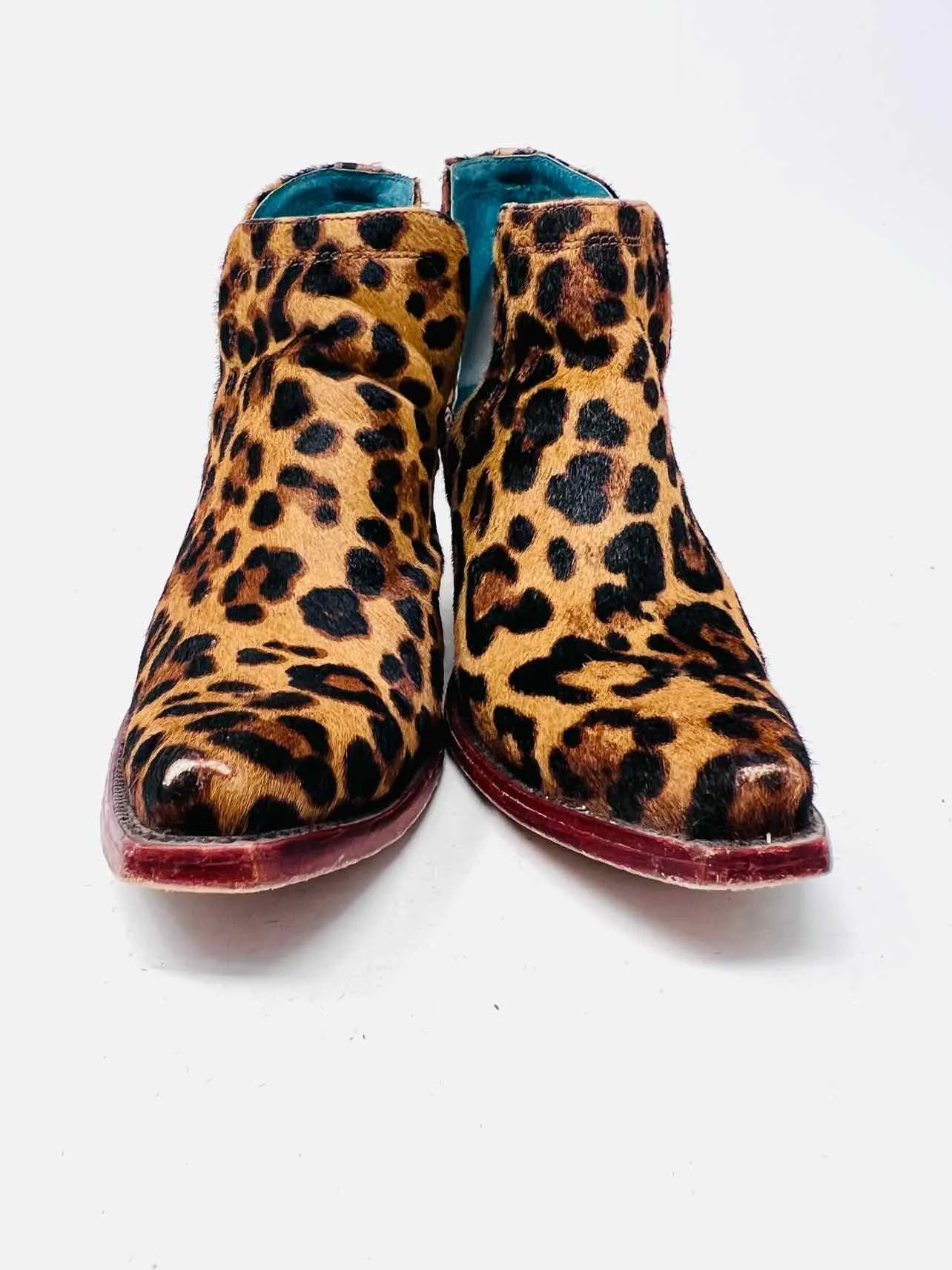 Ariat Taille 8.5 Imprimé animal beige/noir Bottes cheville en cuir brut AS IS