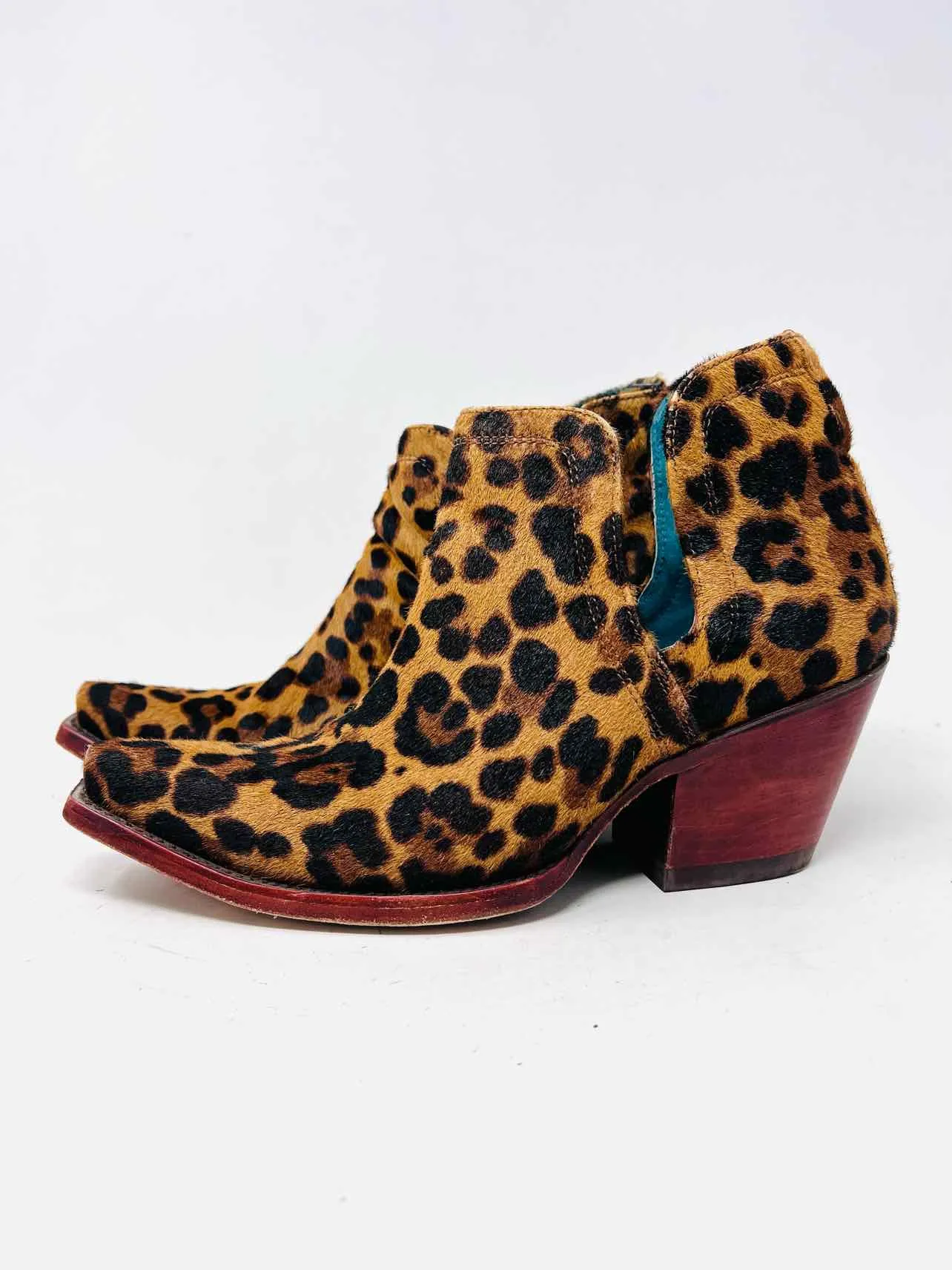 Ariat Taille 8.5 Imprimé animal beige/noir Bottes cheville en cuir brut AS IS