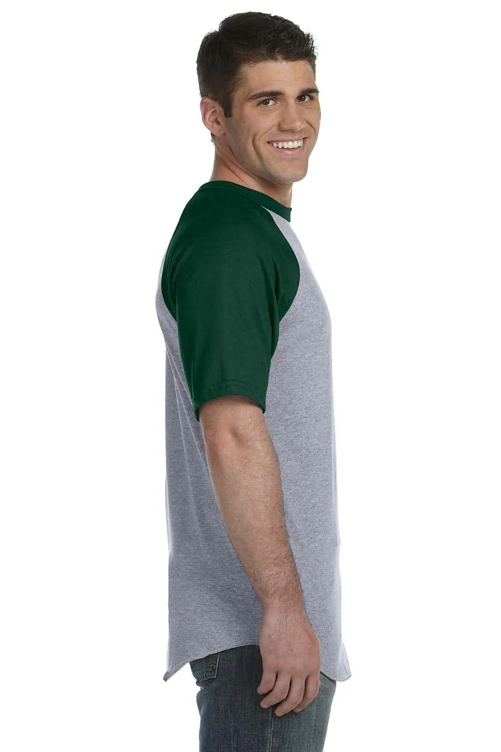 T-shirt à manches courtes pour hommes Augusta Sportswear - Gris chiné/Vert foncé