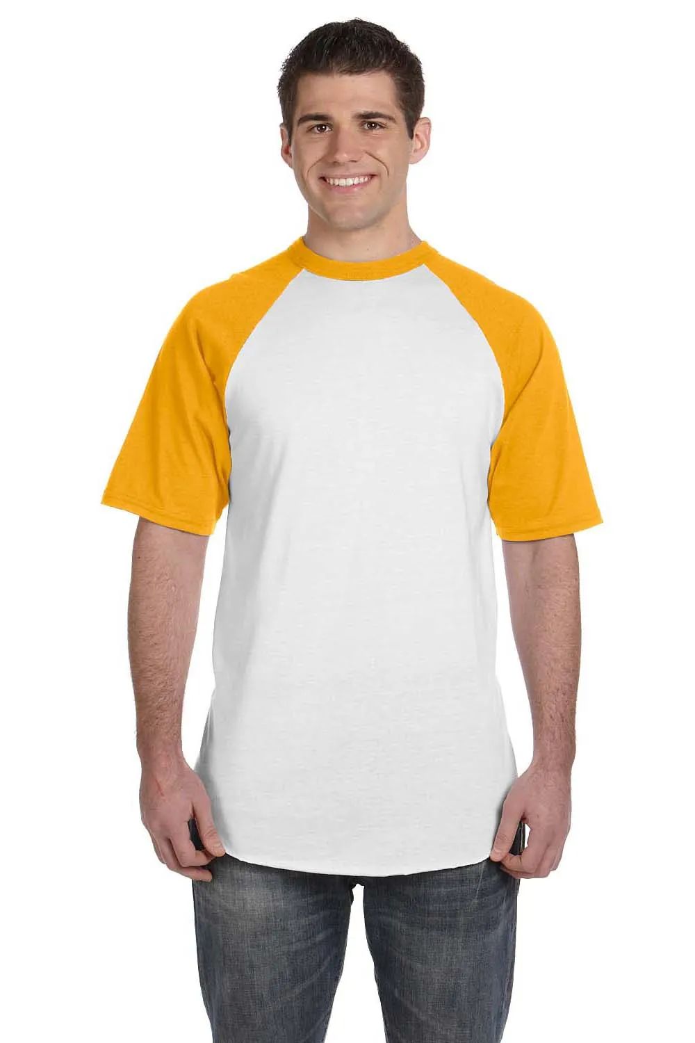 T-shirt à manches courtes pour hommes Augusta Sportswear - Blanc/Or