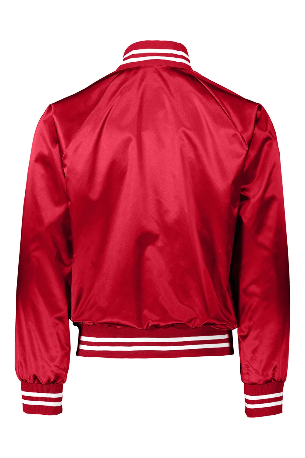 Veste de baseball en satin résistant à l'eau pour hommes Augusta Sportswear avec boutons pression et passepoil rayé - Rouge/Blanc