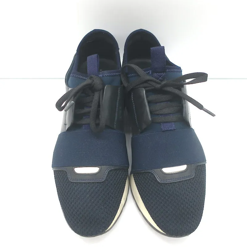 Balenciaga Race Runner Sneakers en Cuir Bleu Marine & Mesh Taille 37
