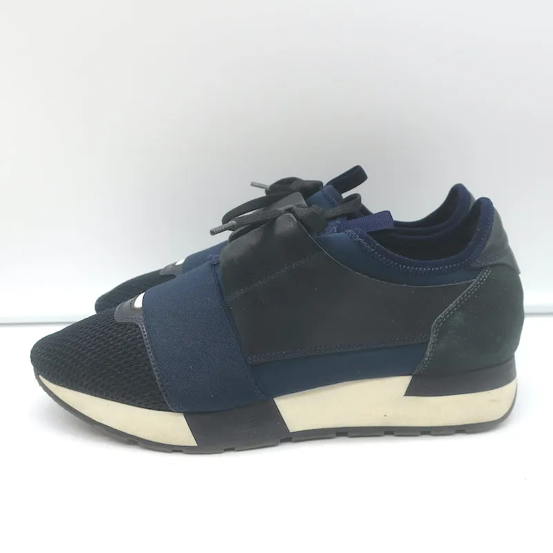 Balenciaga Race Runner Sneakers en Cuir Bleu Marine & Mesh Taille 37