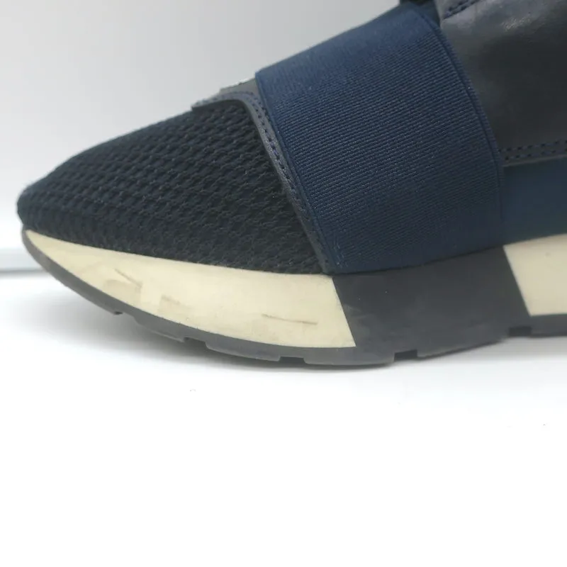 Balenciaga Race Runner Sneakers en Cuir Bleu Marine & Mesh Taille 37