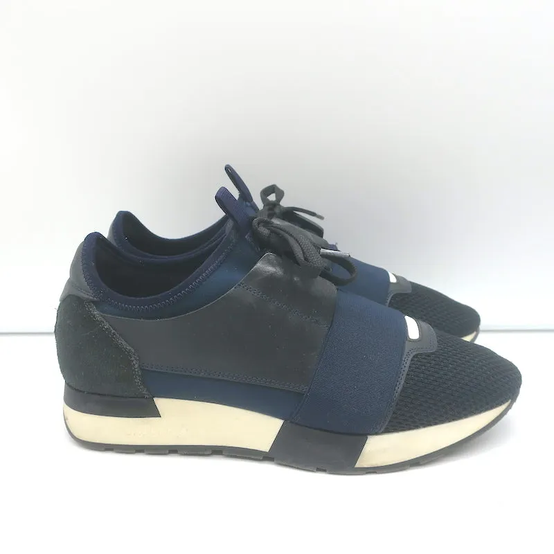 Balenciaga Race Runner Sneakers en Cuir Bleu Marine & Mesh Taille 37