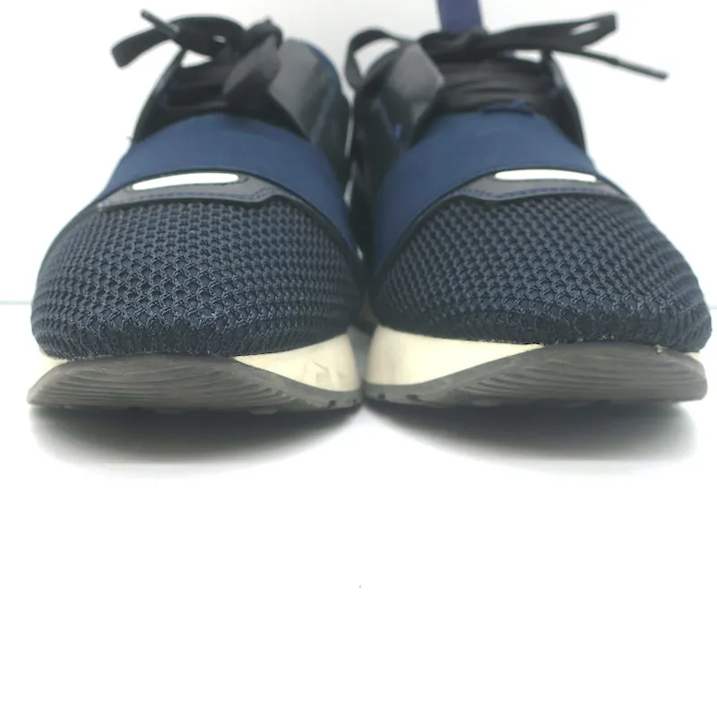 Balenciaga Race Runner Sneakers en Cuir Bleu Marine & Mesh Taille 37