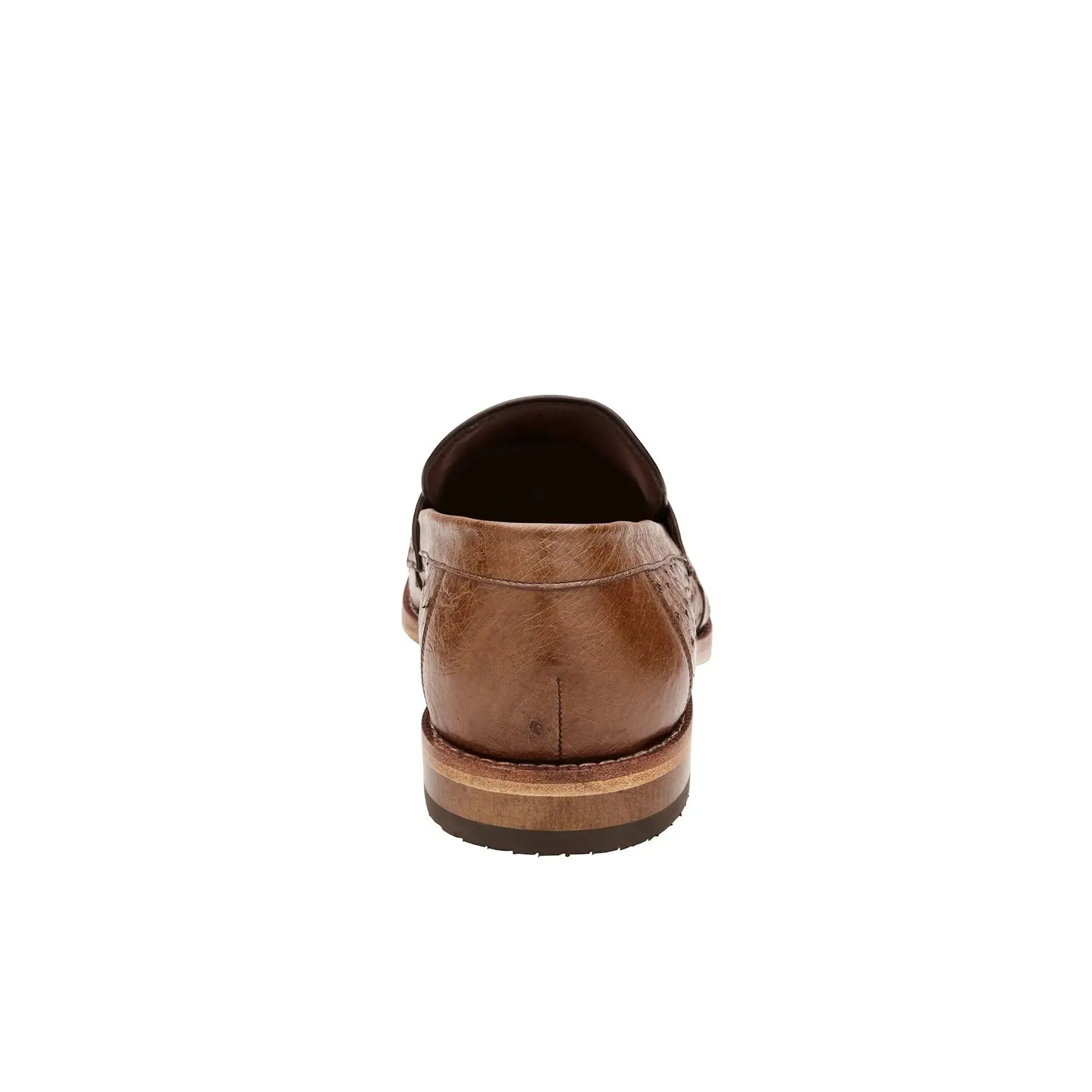 Chaussures Belvedere en peau exotique Belvedere Espada en autruche tabac avec motif plume, mocassins à penny