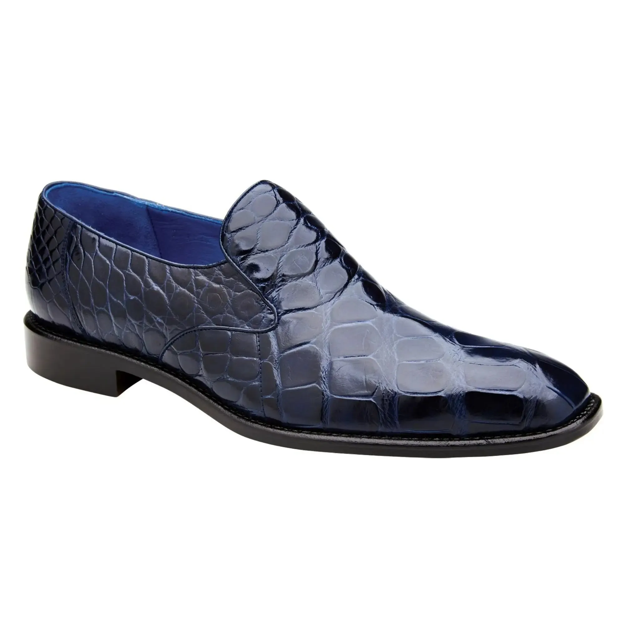 Chaussures Belvedere en Peau Exotique Belvedere Genova en Cuir Véritable d'Alligator Américain Bleu Marine