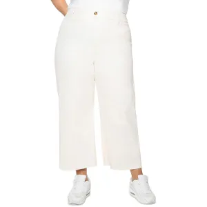 Black Tape_ Womens Plus High Rise Raw Hem Wide Leg Jeans