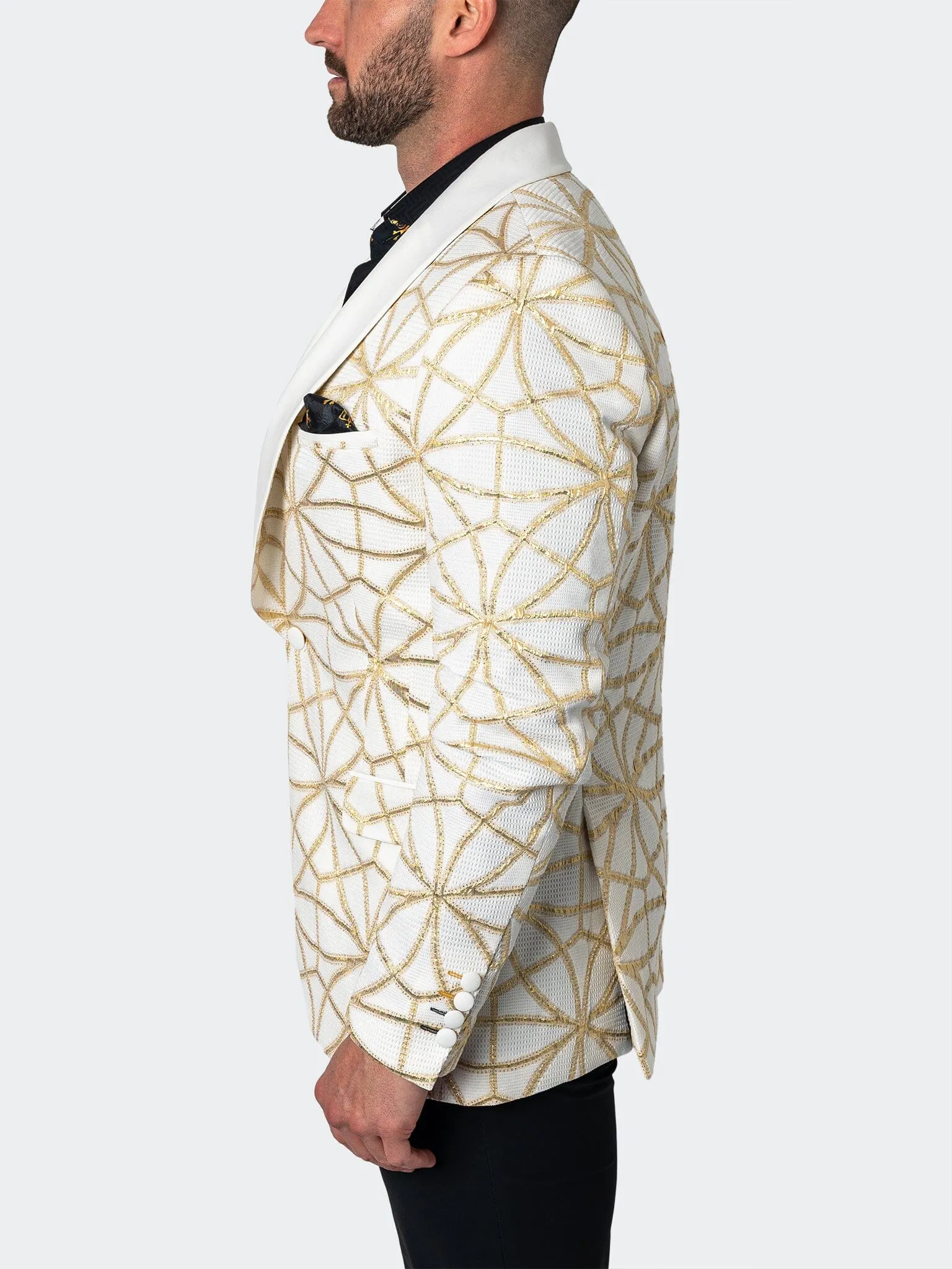 Blazer Châle Cérémonial Or Blanc