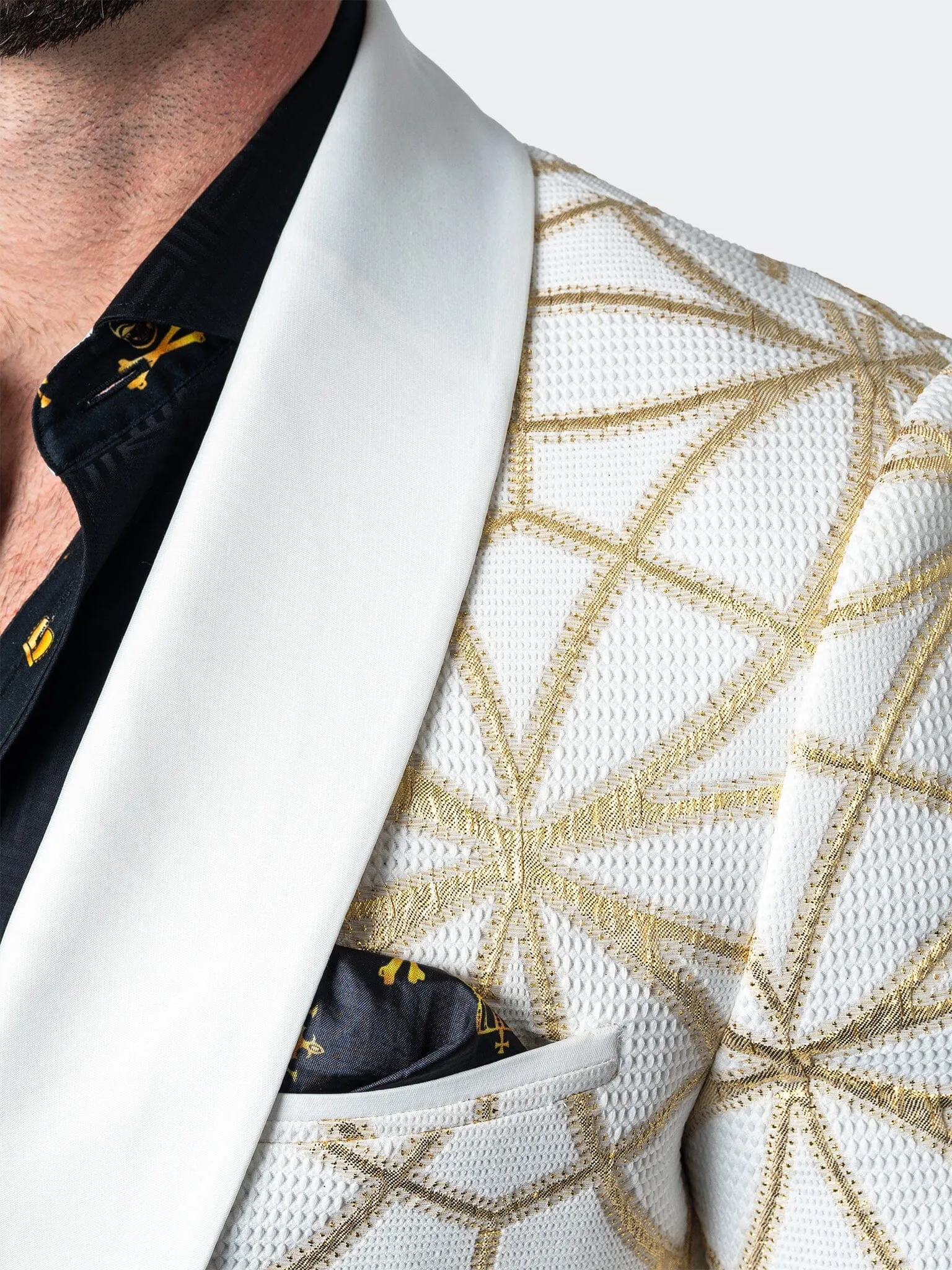 Blazer Châle Cérémonial Or Blanc