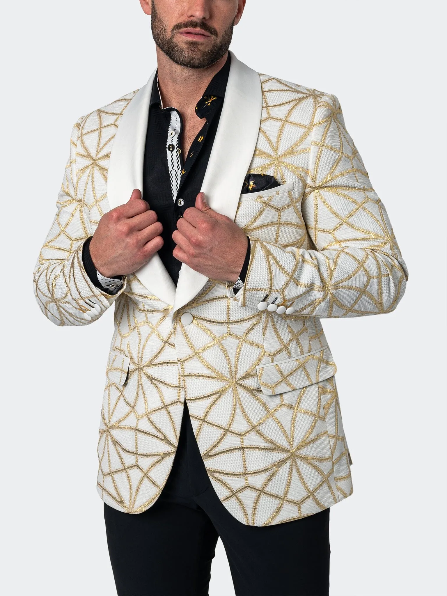 Blazer Châle Cérémonial Or Blanc