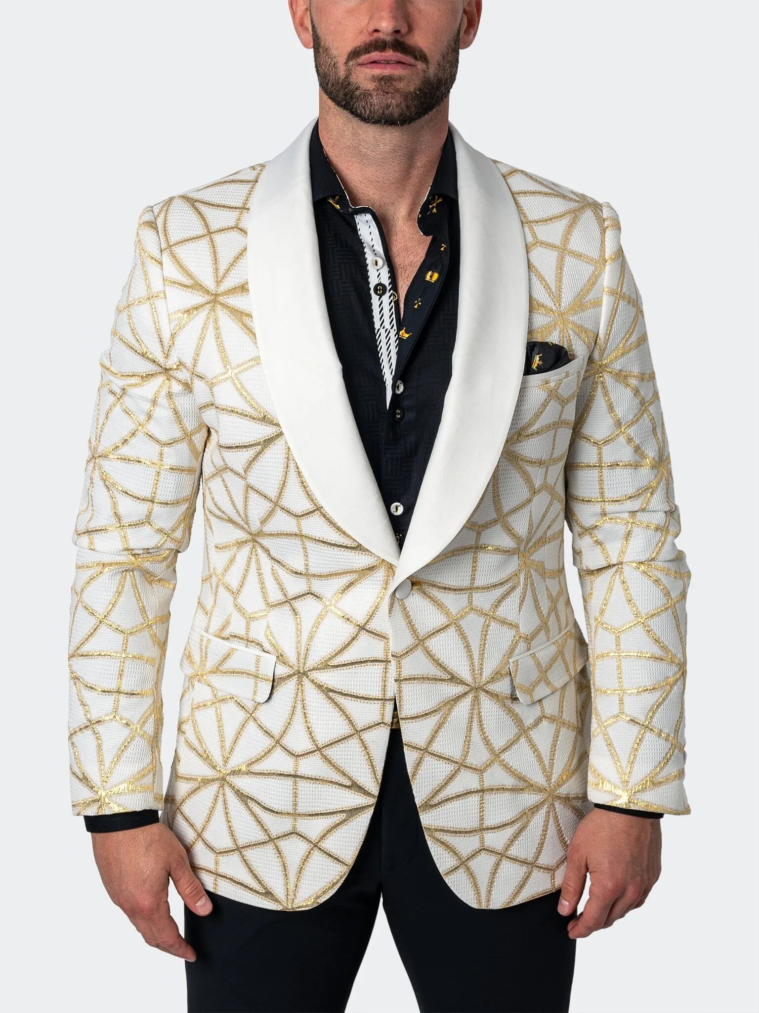 Blazer Châle Cérémonial Or Blanc