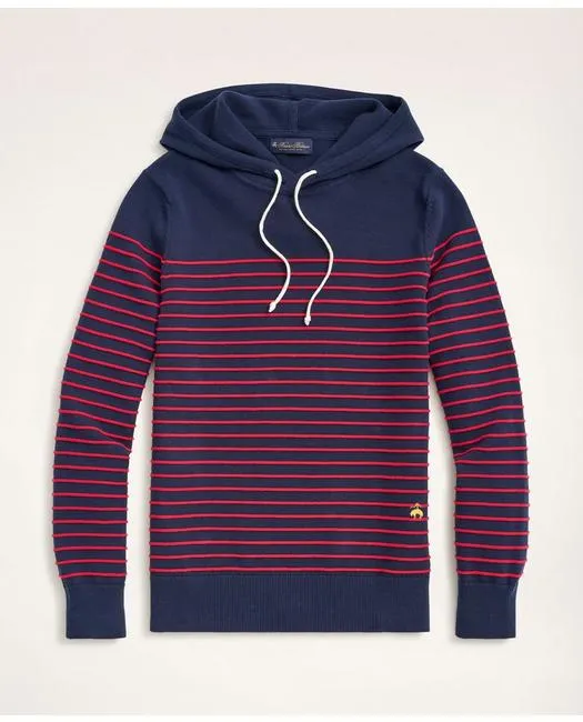 Pull à capuche en coton pour hommes Brooks Brothers avec cordon de serrage Bleu marine/Rouge Brooks Brothers