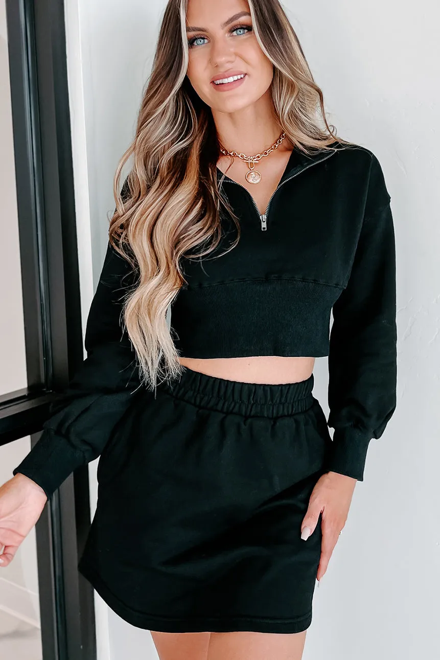 Pull-over demi-zip coupé Building Confidence (Noir)