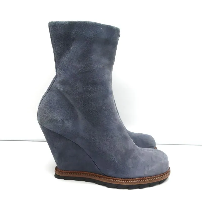 Bottes chelsea à talon compensé Camilla Skovgaard en daim bleu taille 37.5