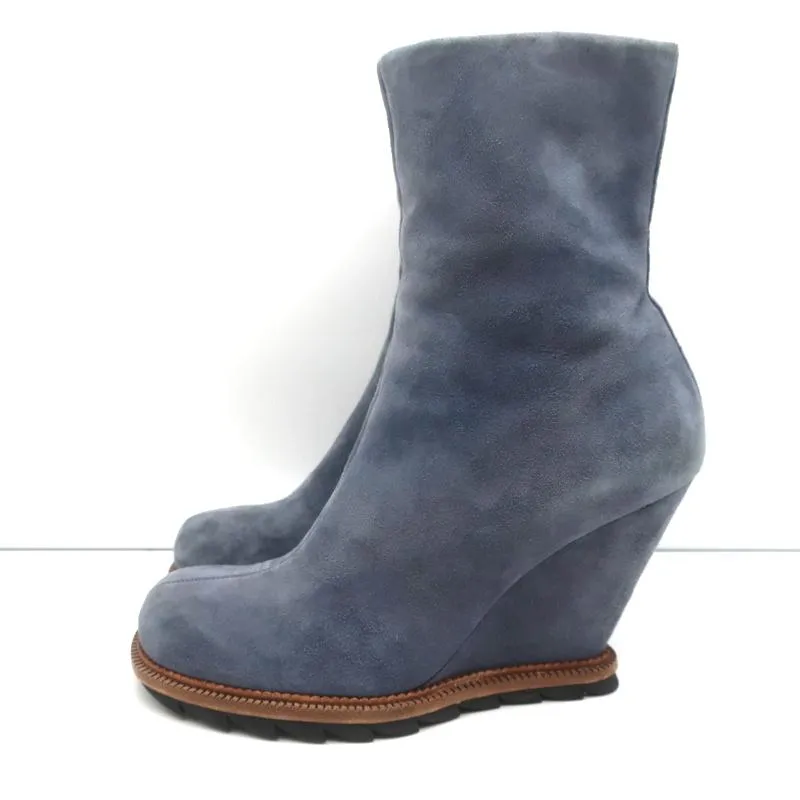 Bottes chelsea à talon compensé Camilla Skovgaard en daim bleu taille 37.5