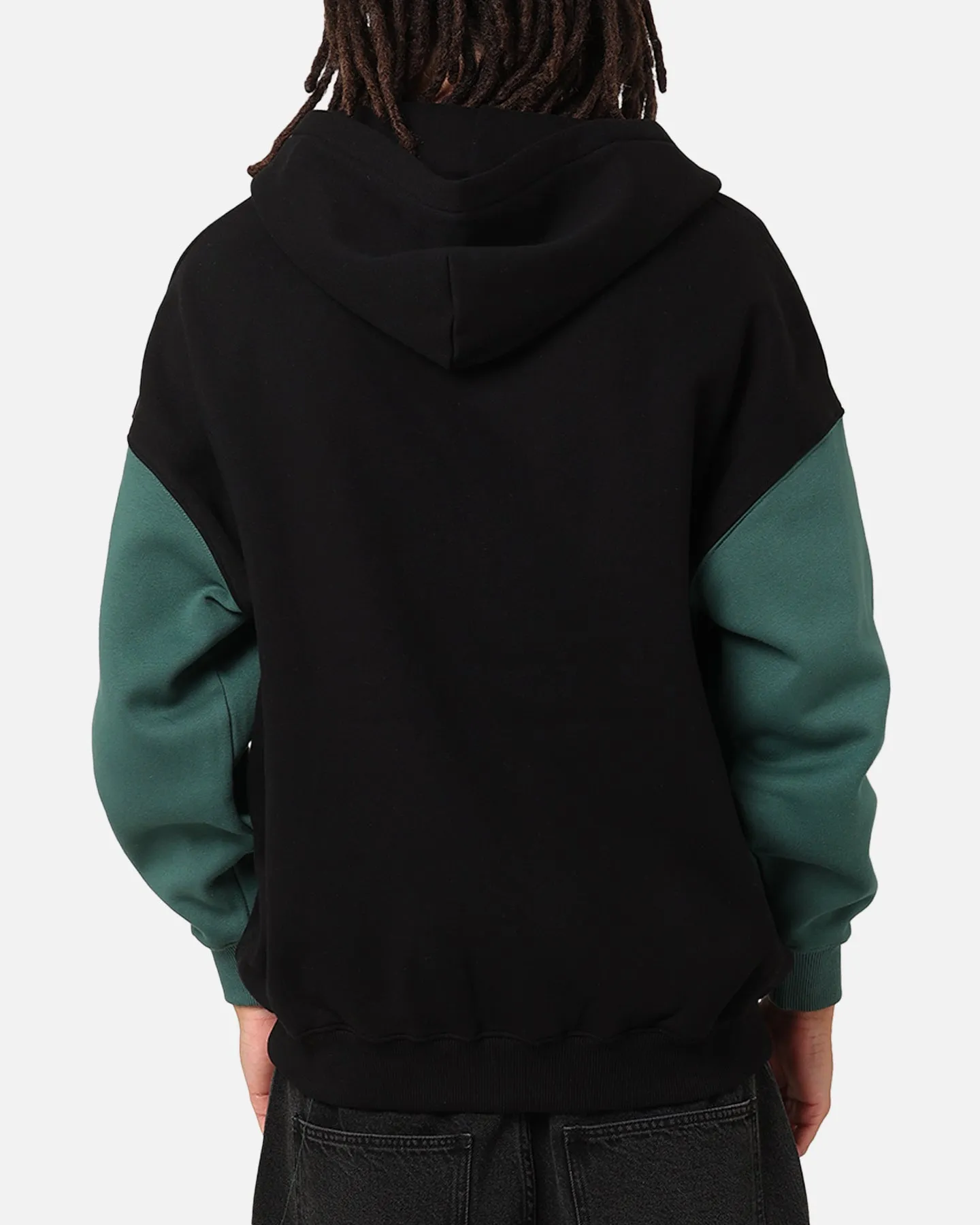 Pull à capuche Carre Floral à fermeture éclair complète Noir/Vert