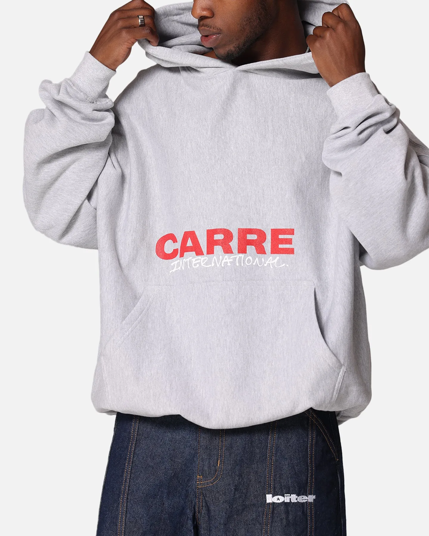 Pull à capuche Carre dessiné à la main Marle clair