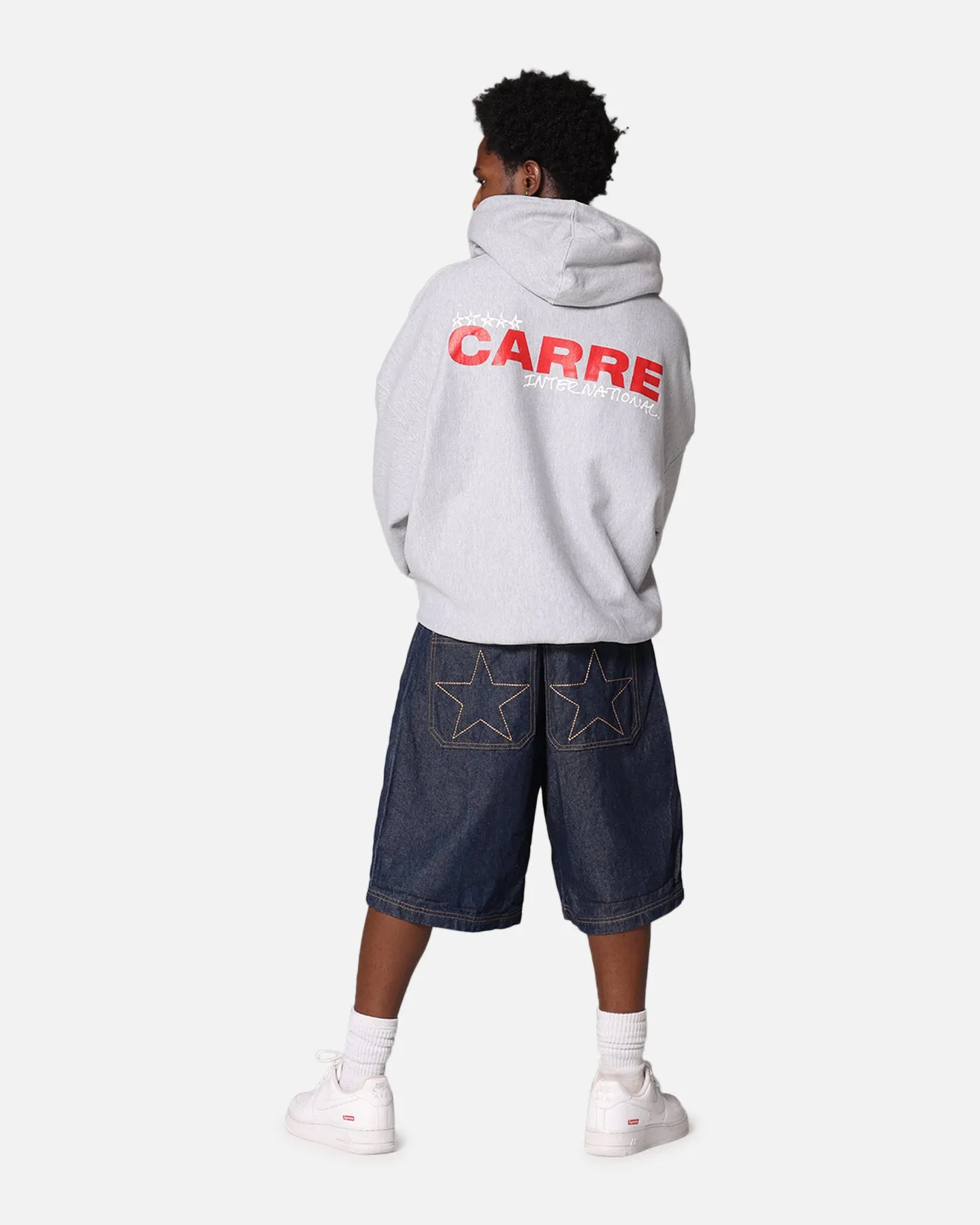 Pull à capuche Carre dessiné à la main Marle clair