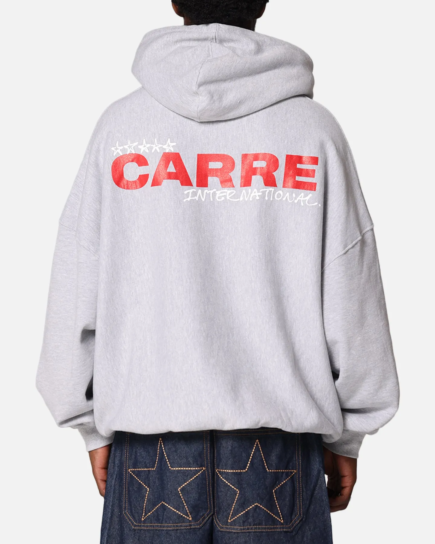 Pull à capuche Carre dessiné à la main Marle clair