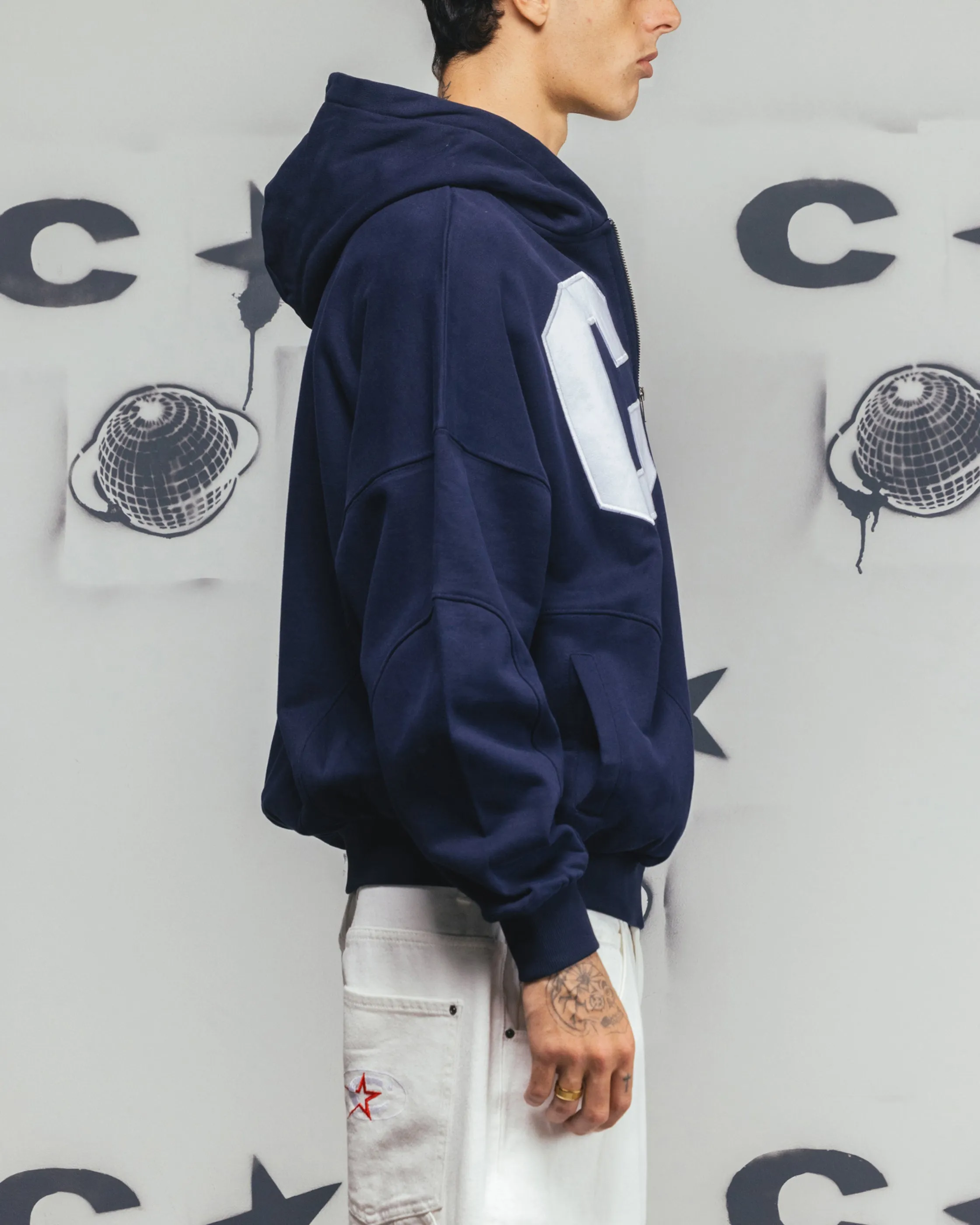 Pull à capuche zipé Carre Legacy avec panneaux marine