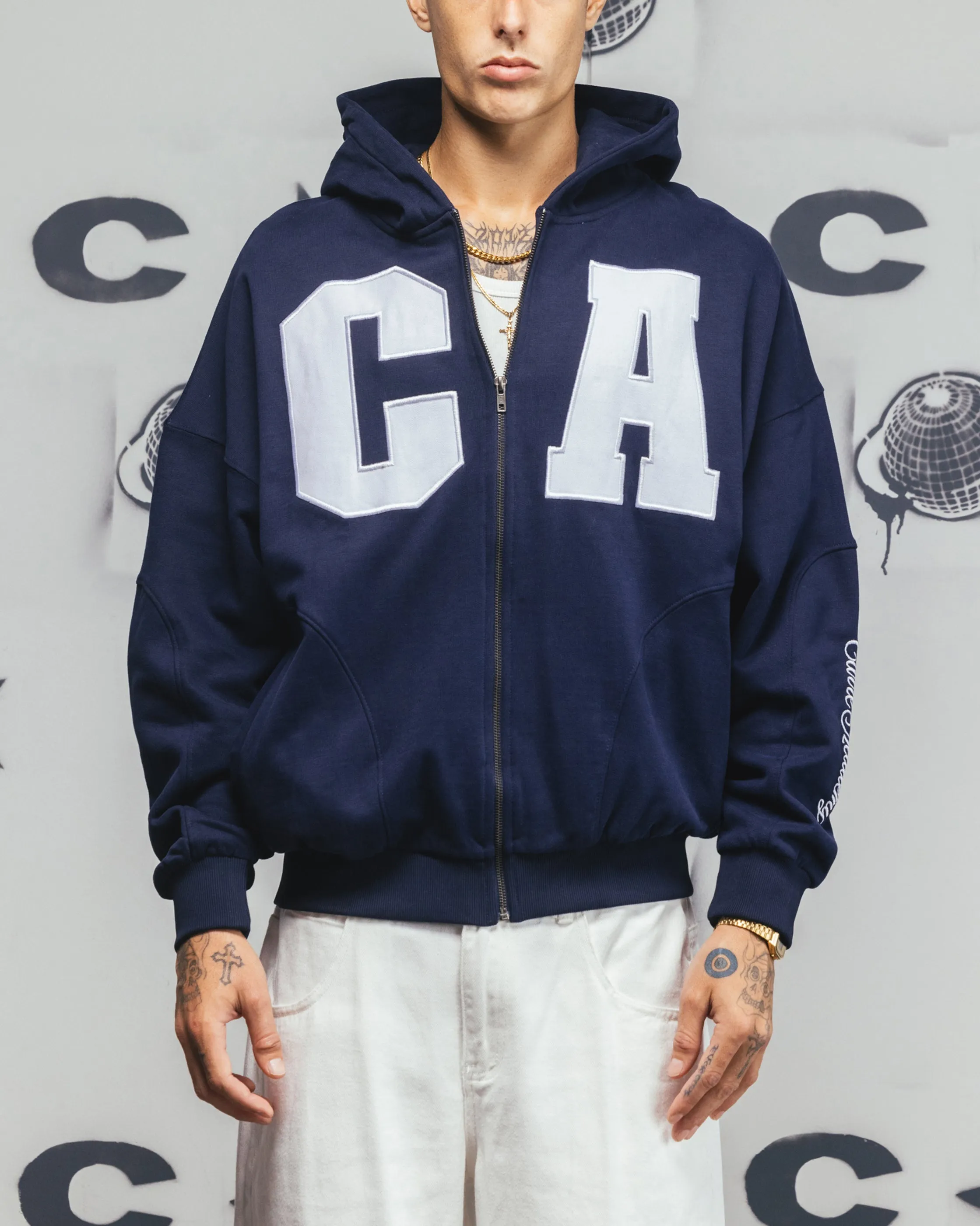 Pull à capuche zipé Carre Legacy avec panneaux marine