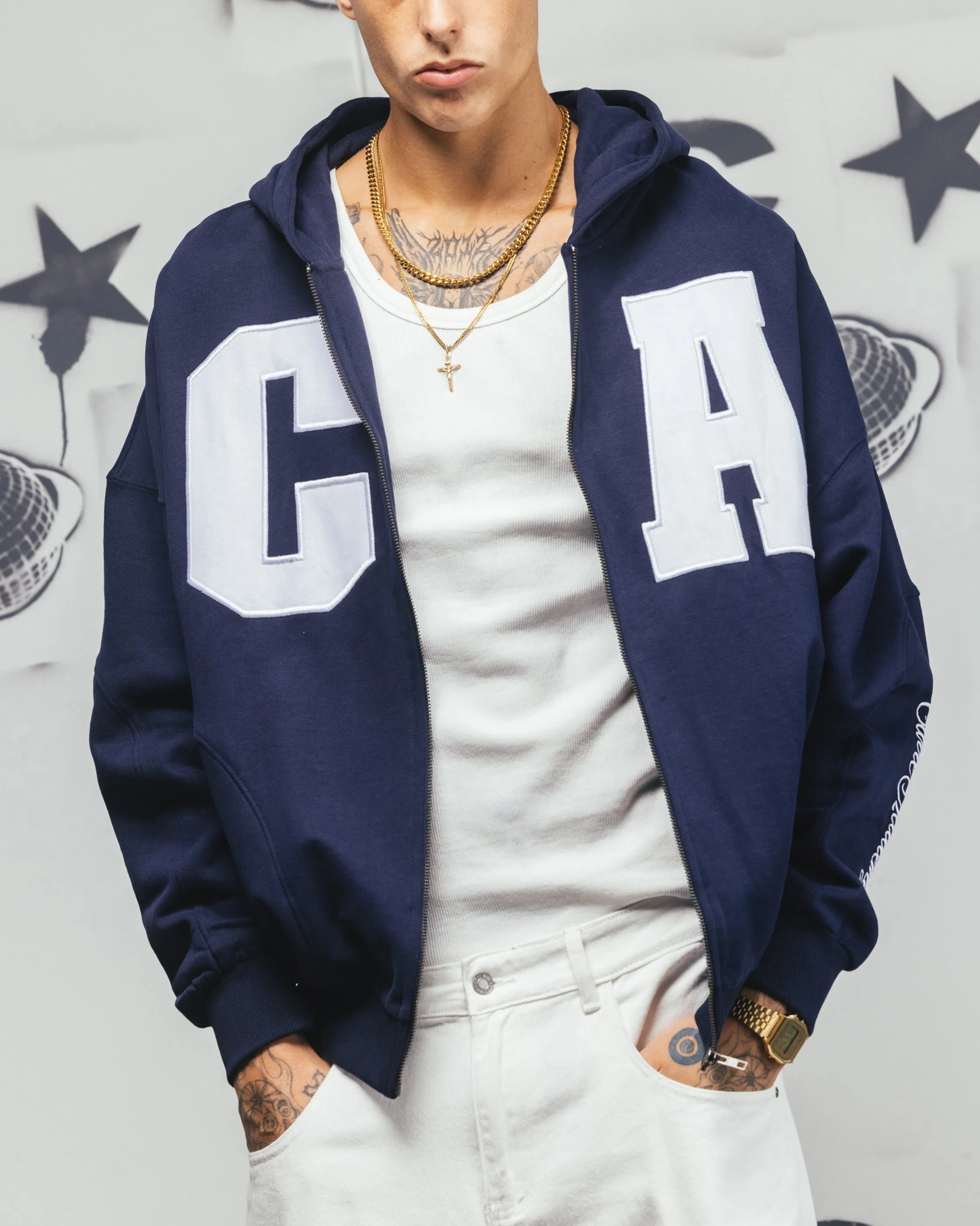 Pull à capuche zipé Carre Legacy avec panneaux marine