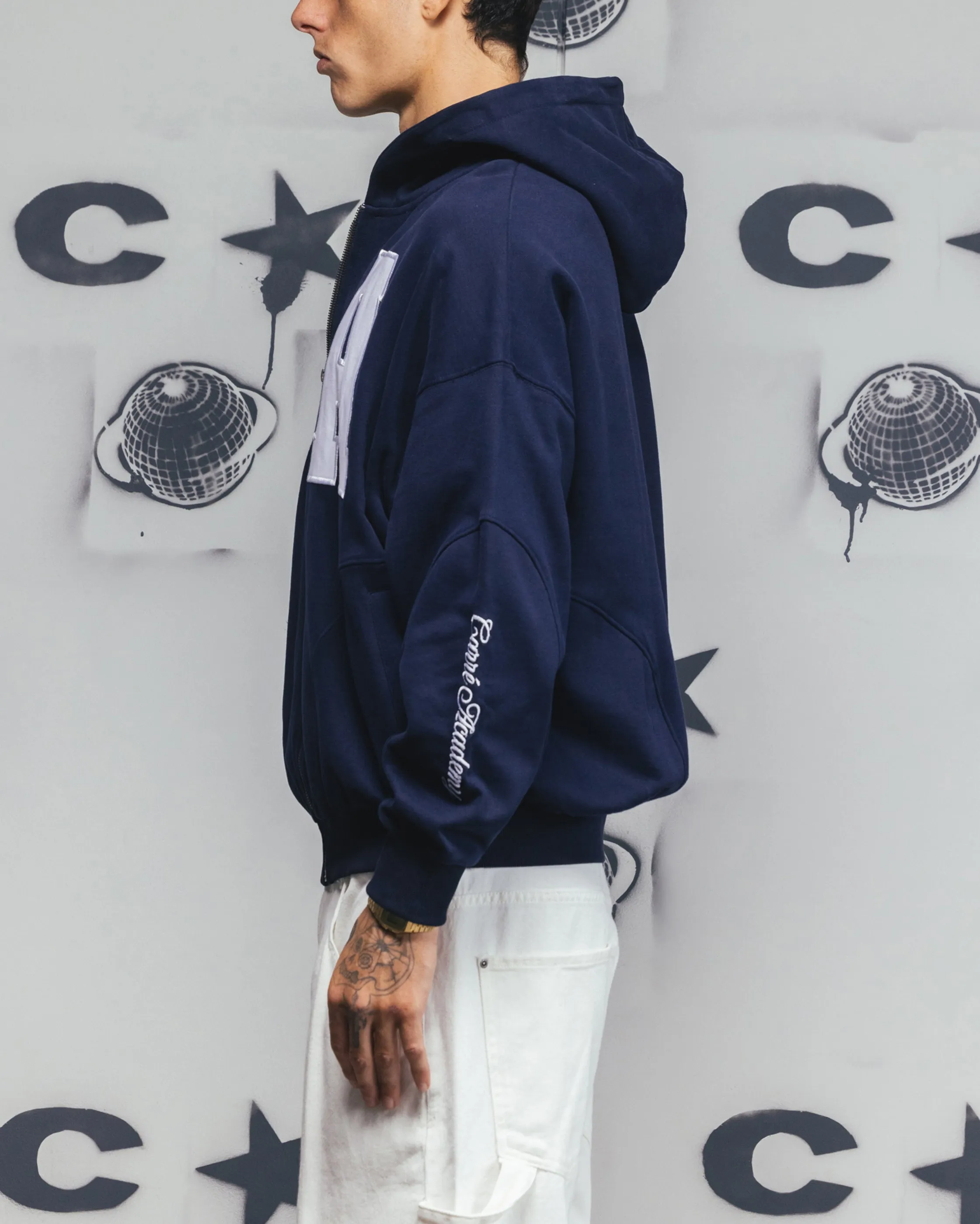 Pull à capuche zipé Carre Legacy avec panneaux marine