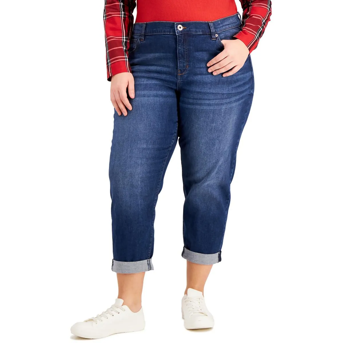 Jean droit délavé pour femmes grande taille Celebrity Pink Bestie