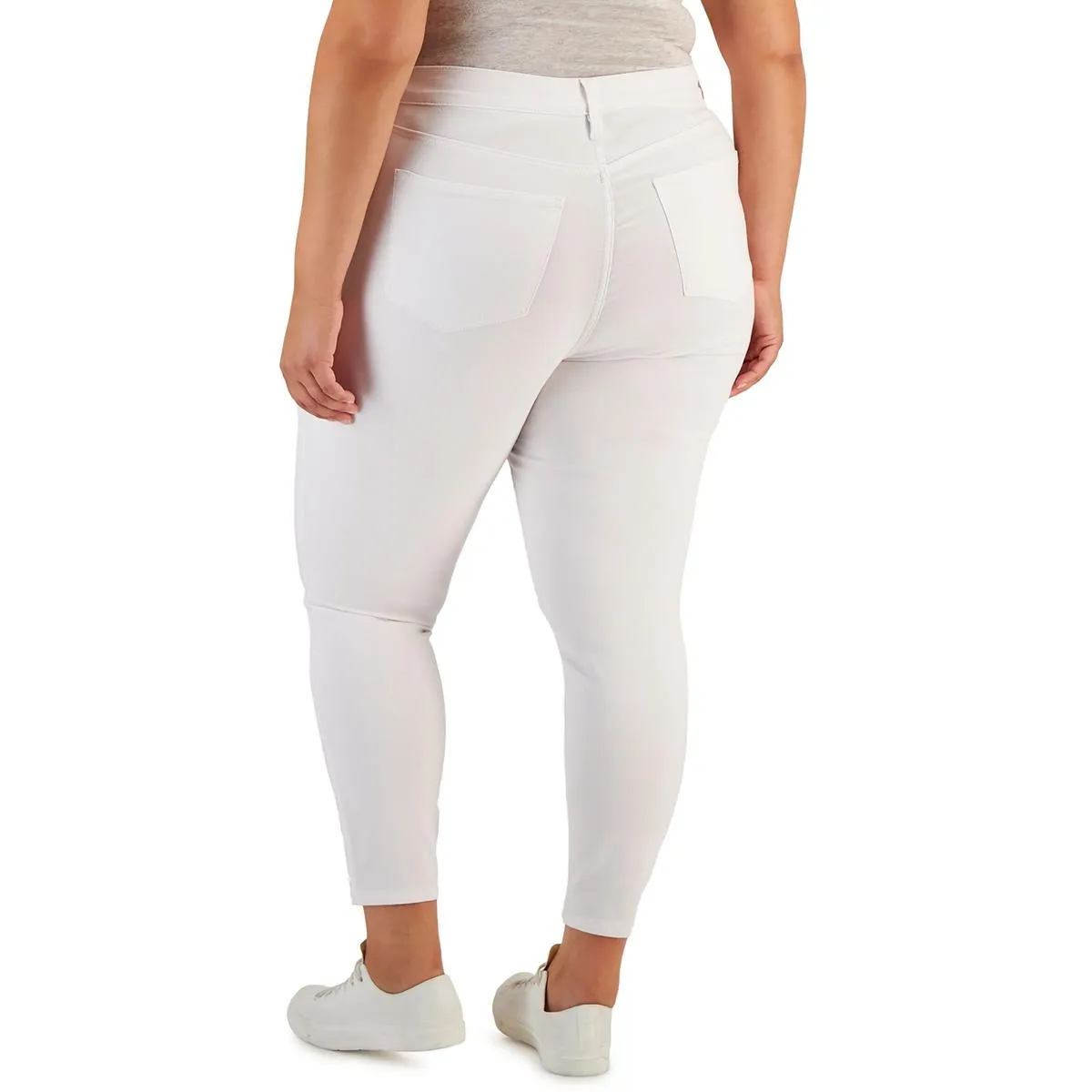 Jeans Slim Stretch à Taille Haute pour Femmes Plus en Rose Célébrité