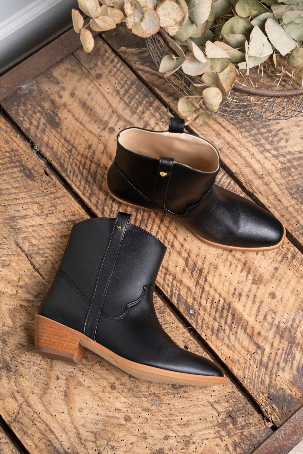 Bottes cheville western en simili cuir vegan Centaur | Noir