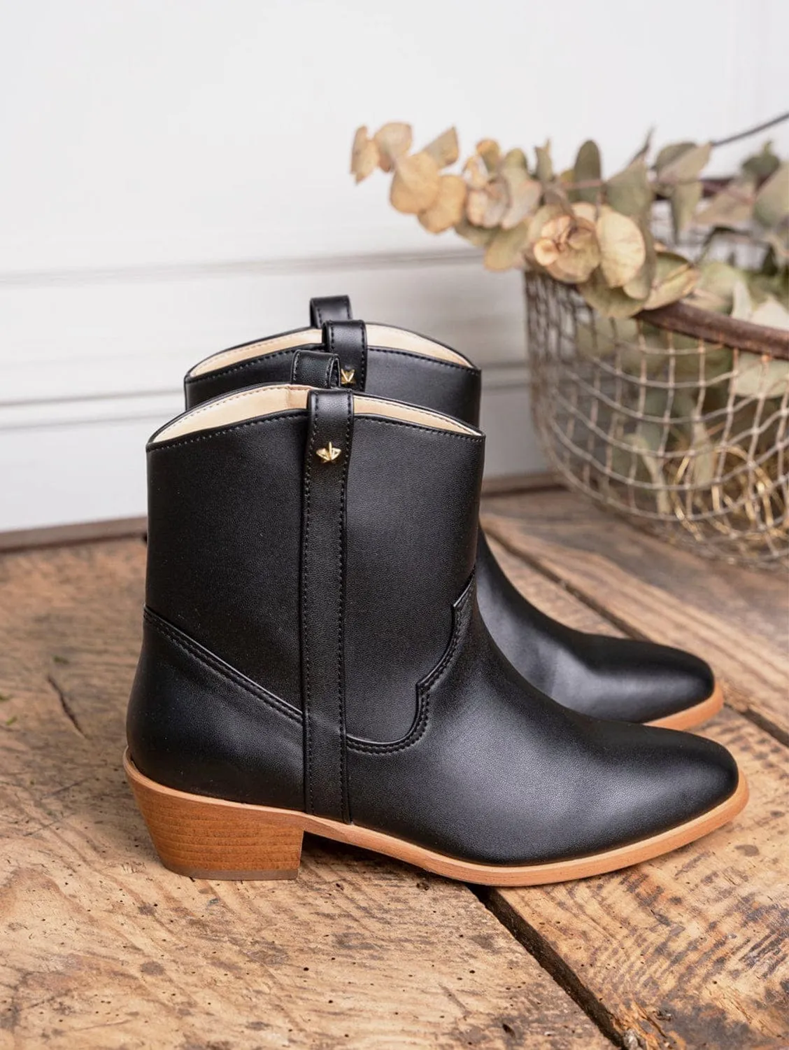 Bottes cheville western en simili cuir vegan Centaur | Noir